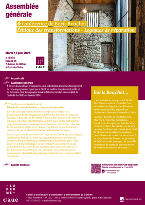 Invitation AG CAUE & Conférence Boris BOUCHET